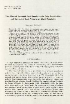 The effect of increased food supply on the body growth rate and survival of bank voles in an island population