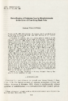 Detoxification of cadmium ions by metallothionein in the liver of free-living bank vole