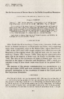 On the occurrence of brown bear in the Polish Carpathian Mountains