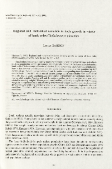 Regional and individual variation in body growth in winter of bank voles Clethrionomys glareolus