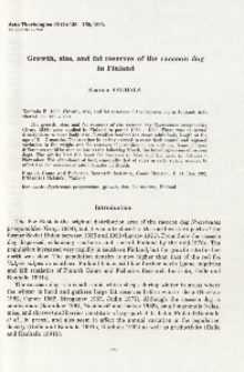 Growth, size, and fat reserves of the raccoon dog in Finland