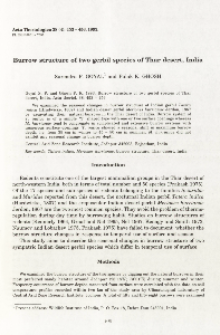 Burrow structure of two gerbil species of Thar desert, India