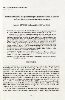 Social structure in synanthropic populations of a murid rodent Mastomys natalensis in S&eacute;n&eacute;gal