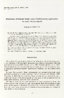 Reactions of female bank voles Clethrionomys glareolus to male chemosignals
