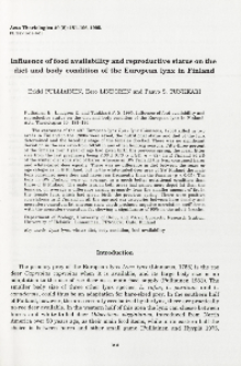 Influence of food availability and reproductive status on the diet and body condition of the European lynx in Finland
