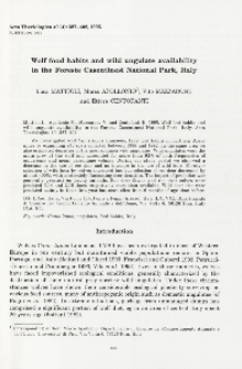 Wolf food habits and wild ungulate availability in the Foreste Casentinesi National Park, Italy
