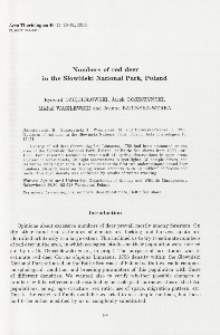 Numbers of red deer in the Słowiński National Park, Poland