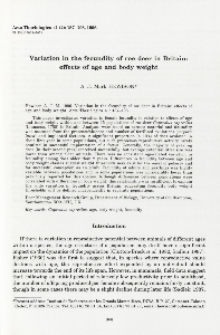 Variation in the fecundity of roe deer in Britain: effects of age and body weight