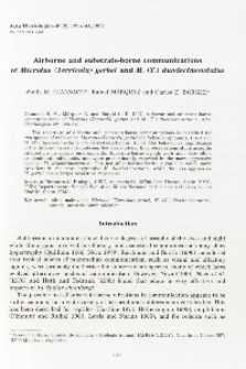 Airborne and substrate-borne communications of Microtus (Terricola) gerbei and M. (T.) duodecimcostatus