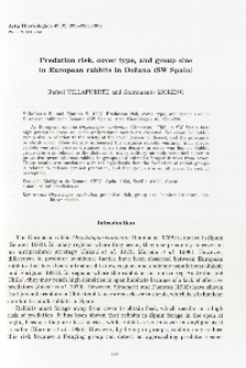 Predation risk, cover type, and group size in European rabbits in Do&ntilde;ana (SW Spain)