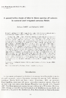 A quantitative study of diet in three species of rodents in natural and irrigated savanna fields