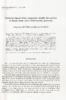 Chemical signals from conspecfics modify the activity of female bank voles Clethrionomys glareolus