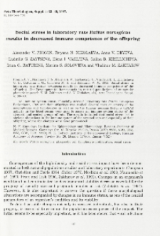 Social stress in laboratory rats Rattus norvegicus results in decreased immune competence of the offspring
