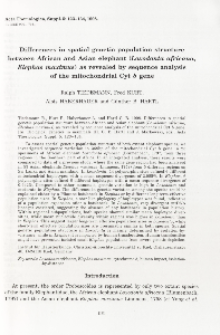 Differences in spatial genetic population structure between African and Asian elephant (Loxodonta africana, Elephas maximus) as revealed by sequence analysis of the mitochondrial Cyt b gene