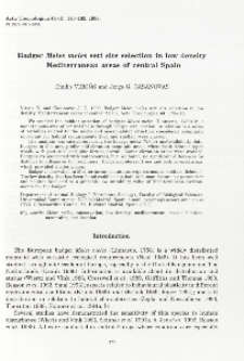 Badger Meles meles sett site selection in low density Mediterranean areas of central Spain