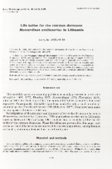 Life tables for the common dormouse Muscardinus avellanarius in Lithuania