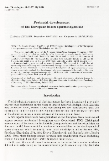 Bisoniana 118. Postnatal development of the European bison spermatogenesis