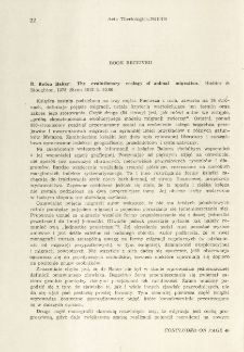 Book received. The evolutionary ecology of animals migration