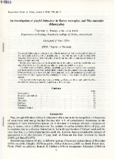 An investigation of playful behaviour in Rattus norvegicus and Mus musculus (Mammalia)