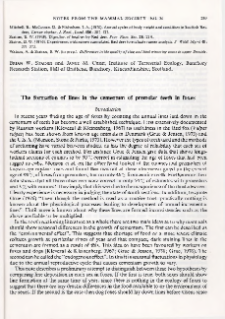The formation of lines in the cementum of premolar teeth in foxes