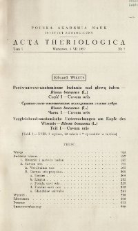 Por&oacute;wnawczo-anatomiczne badania nad głową żubra - bison bonasus (L.). Część I - Cavum oris