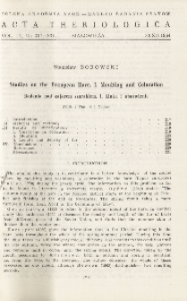 Studies on the European hare. I. Moulting and coloration; Badania nad zającem szarakiem. I. Linka i ubarwienie