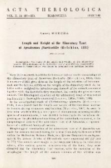 Length and weight of the alimentary tract of Apodemus flavicollis (Melchior, 1834)