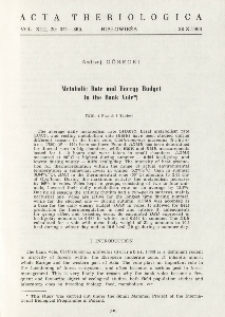 Metabolic rate and energy budget in the bank vole