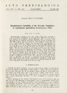 Morphological variability of the Wrocław population of Apodemus sylvaticus (Linnaeus, 1758)