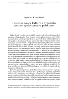 Latentne wzory kultury a dynamika postaw społeczeństwa polskiego