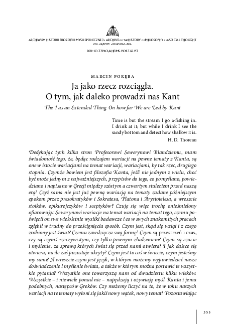 Ja jako rzecz rozciągła. O tym, jak daleko prowadzi nas Kant
