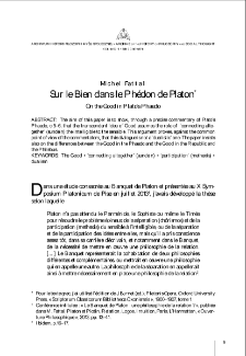 Sur le Bien dans le "Ph&eacute;don" de Platon = On the Good in Plato&rsquo;s "Phaedo"