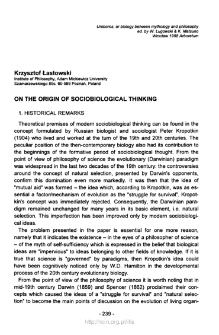 On the origins of sociobiology