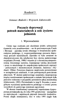 Poczucie deprywacji potrzeb materialnych a cele życiowe jednostek