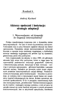 Aktorzy społeczni i instytucje: strategie adaptacji