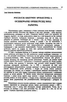 Poczucie krzywdy społecznej a oczekiwanie opiekuńczej roli państwa
