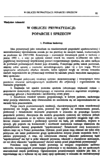 W obliczu prywatyzacji : poparcie i sprzeciw
