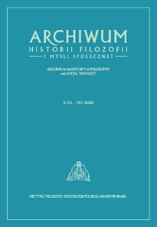 Archiwum Historii Filozofii i Myśli Społecznej Vol. 70/2025 = Archive of the History of Philosophy and Social Thought Vol. 70/2025