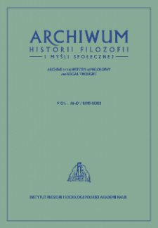Archiwum Historii Filozofii i Myśli Społecznej Vol. 66-67/2021-2022 = Archive of the History of Philosophy and Social Thought Vol. 66-67/2021-2022