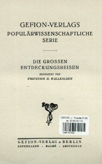 Die grossen Entdeckungsreisen