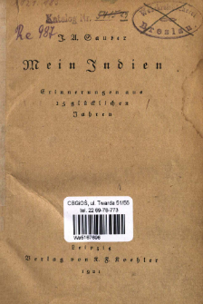 Mein Indien : Erinnerungen aus 15 gl&uuml;cklichen Jahren