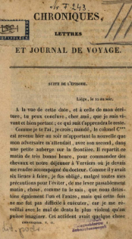 Chroniques, lettres et journal de voyage. Pt. 1, T. 2 Europe.