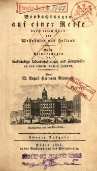 Beobachtungen auf Reisen in und au&szlig;er Deutschland : nebst Erinnerungen an denkw&uuml;rdige Lebenserfahrungen und Zeitgeno&szlig;en in den letzten f&uuml;nfzig Jahren. Bd. 3, Beobachtungen auf einer Reise durch einen Theil von Westphalen und Holland : nebst Erinnerungen an denkw&uuml;rdige Lebenserfahrungen und Zeitgenossen in den letzten f&uuml;nfzig Jahren