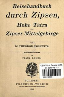 Reisehandbuch durch Zipsen, Hohe T&aacute;tra und Zipser Mittelgebirge