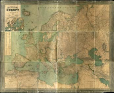 Mappa og&oacute;lna Europy w 9-ciu częściach wykonana według najnowszych źr&oacute;deł z siecią kolejową uzupełnioną do 1896 roku
