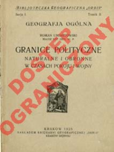 Granice polityczne naturalne i obronne w czasach pokoju i wojny