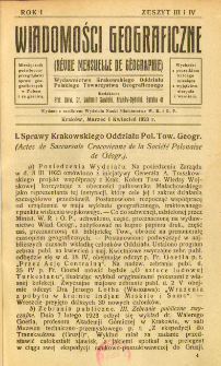 Wiadomości Geograficzne R. 1 z. 3-4 (1923)