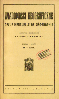 Wiadomości Geograficzne R. 2 (1924), Spis treści