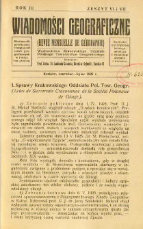 Wiadomości Geograficzne R. 3 z. 6-7 (1925)