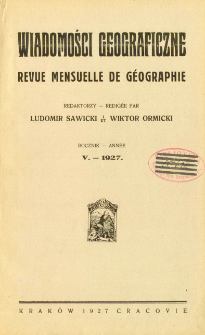 Wiadomości Geograficzne R. 5 (1927), Spis treści